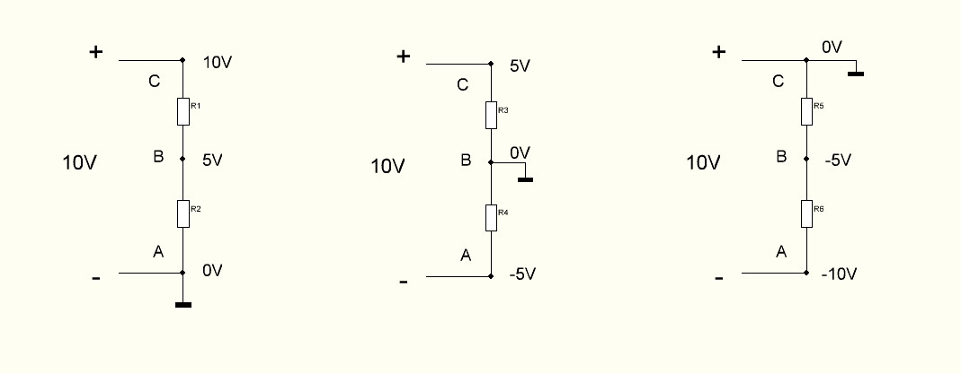 Пример смещения напряжения на делителе напряжения